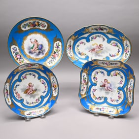 Four Sevres Style Porcelain Serving Dishes