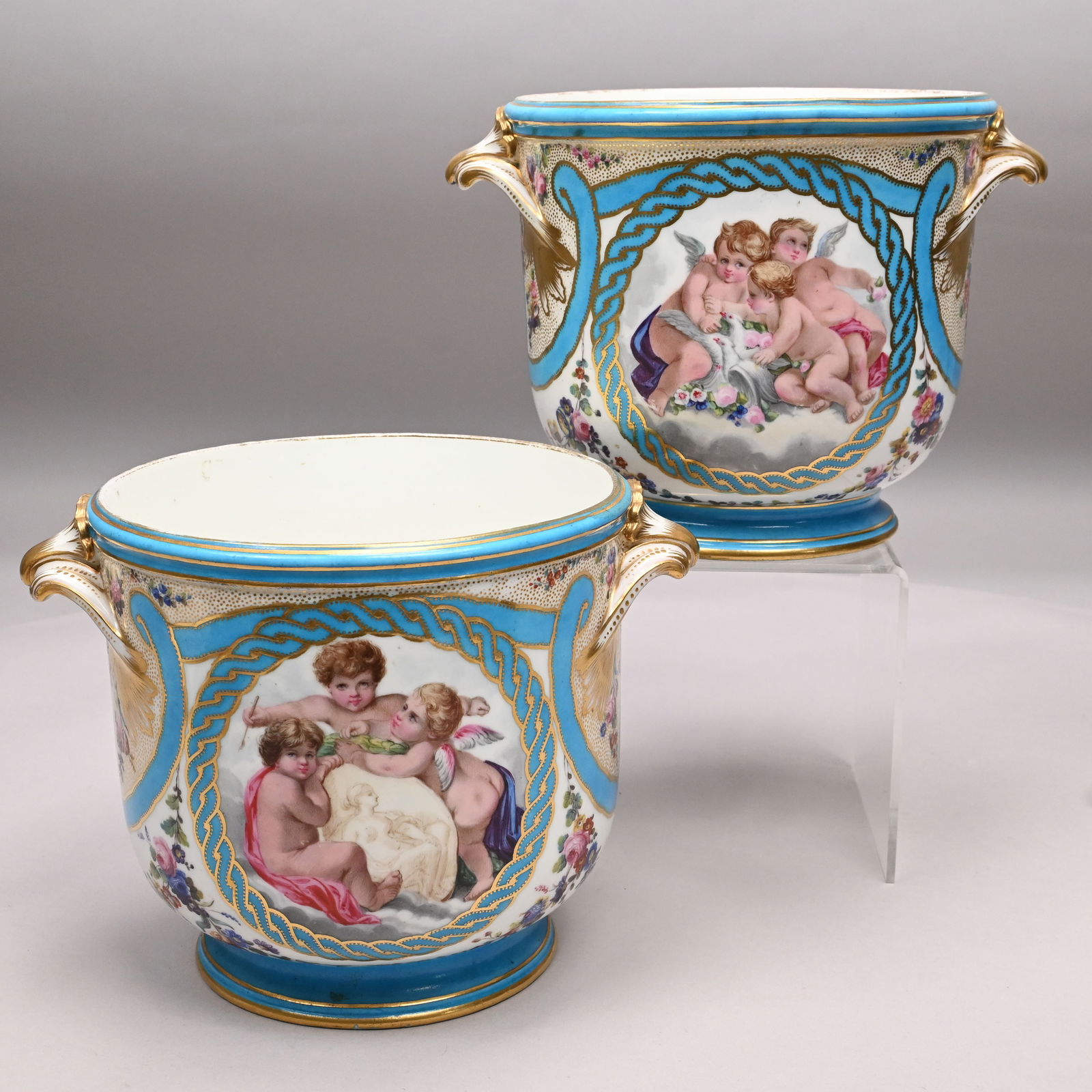 Pair of Sevres Style Porcelain Cache Pots (1 of 14)