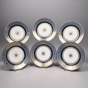 Set of Six Sevres Porcelain Third Republic Plates