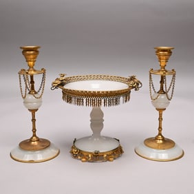 Napoleon III Style Tazza and Pair of Candlesticks