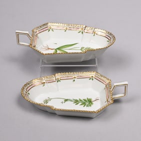 Pair Royal Copenhagen 'Flora Danica' Pickle Dishes