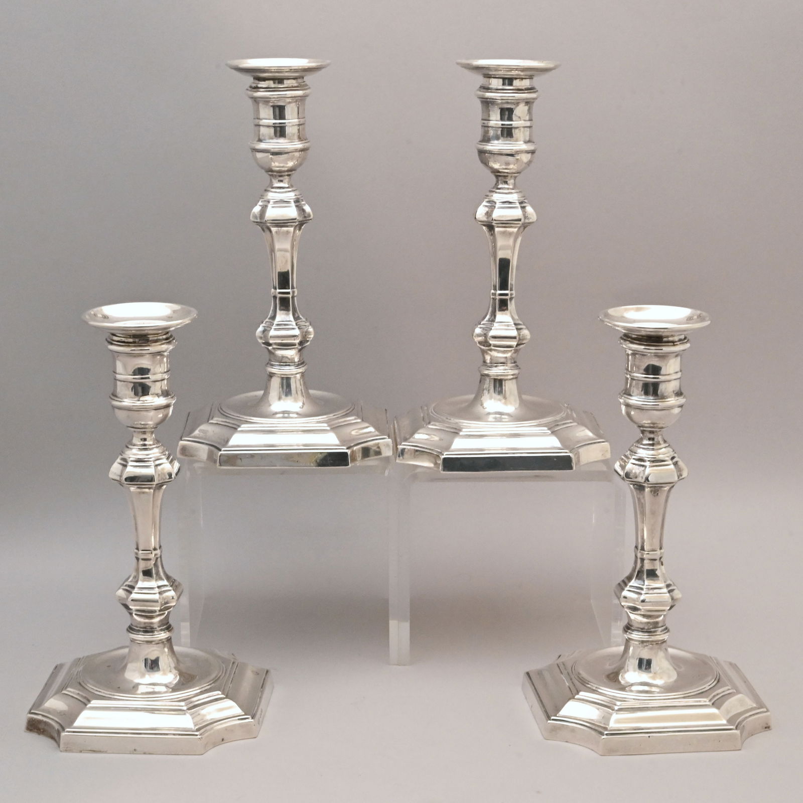 Set of Four George V Sterling Silver Candlesticks (1 of 6)