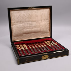 Victorian Silver-Gilt & Agate Dessert Service,1875