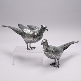Pair of Sterling Silver Table Pheasants