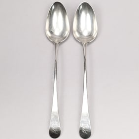 Pair George III Silver Serving Spoons, London,1787