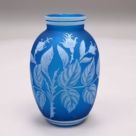 English Cameo Glass Vase, Attributed to Thomas Webb & Sons