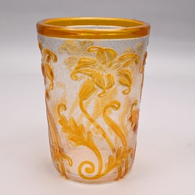English 'Cameo Fleur' Glass Vase, T. Webb & Sons