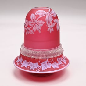 English Cameo Glass Fairy Lamp, Thomas Webb & Sons
