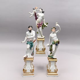 Set Three Meissen Porcelain Figures, J.F. Eberlein