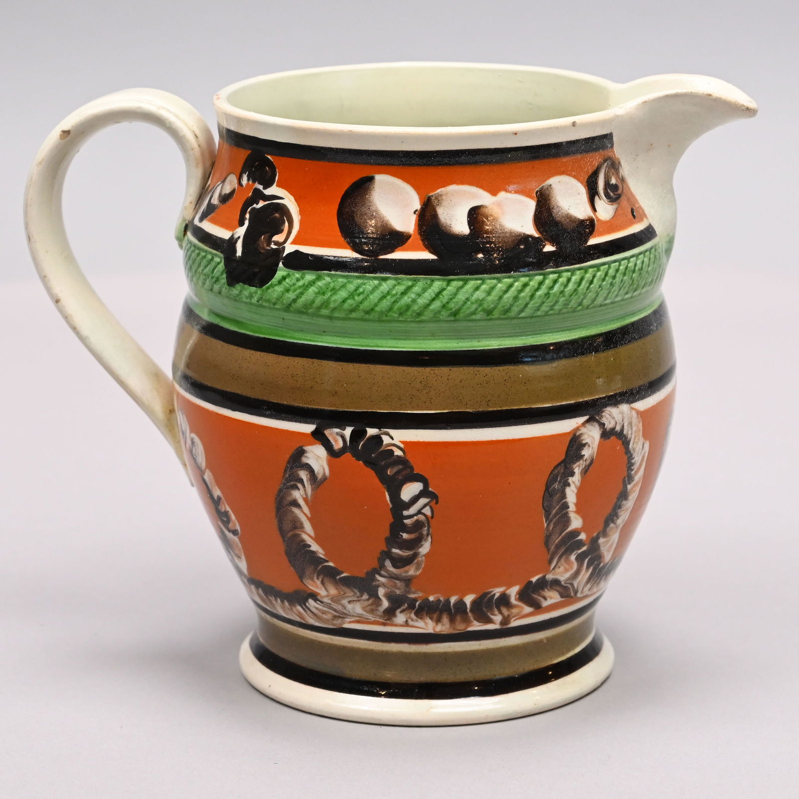 British Mochaware "Empire Bulge" Shape Jug, 1830's (1 of 6)