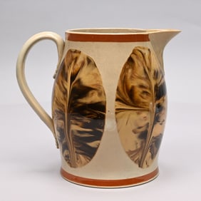 British Mochaware Pearlware 'Dipped Fan' Jug