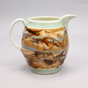 British Mochaware Pearlware Slip-Marbled Jug