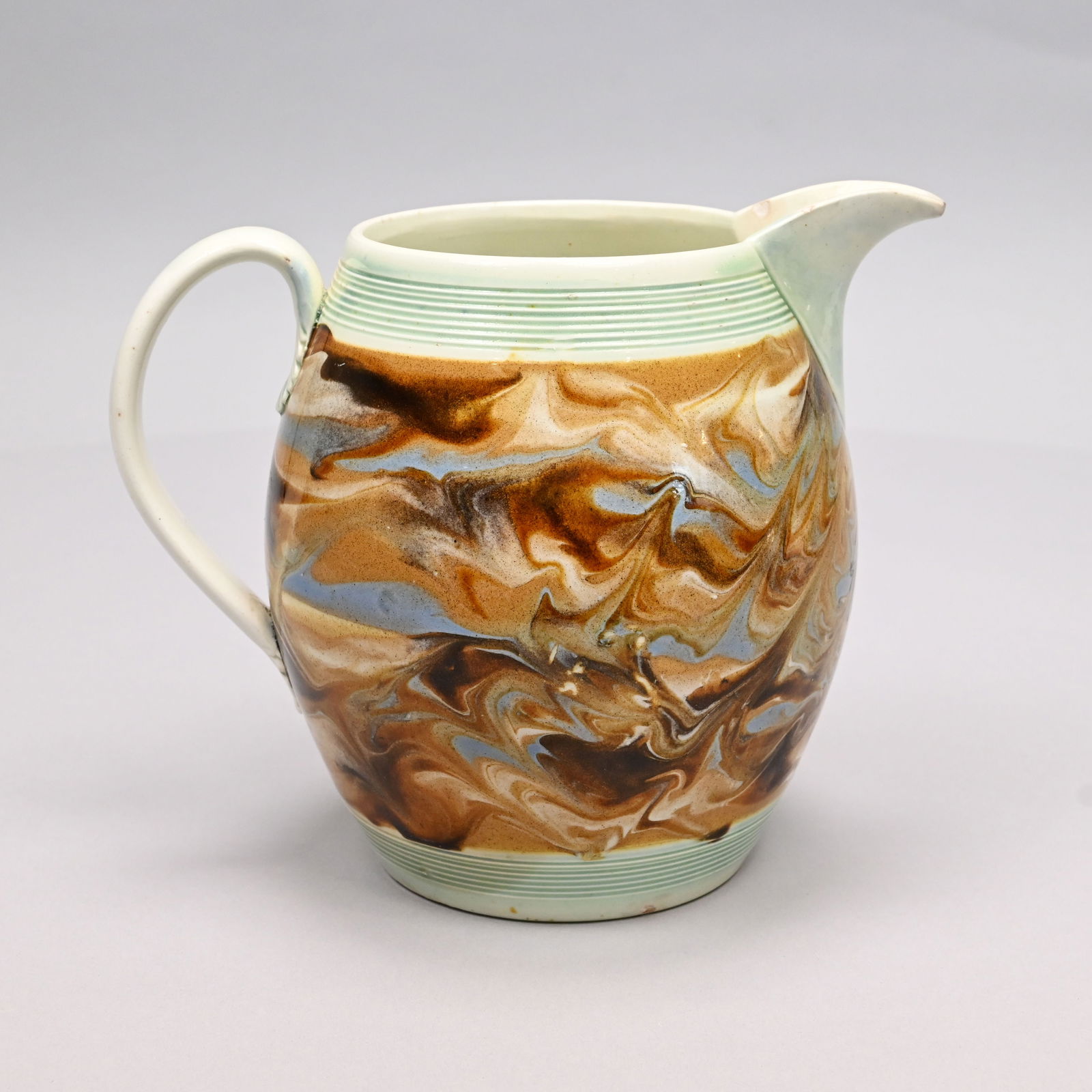 British Mochaware Pearlware Slip-Marbled Jug (1 of 8)