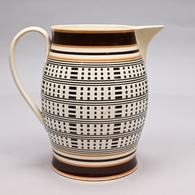 British Mochaware Creamware Jug, Circa 1810
