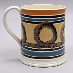 British Mochaware Creamware Mug, Circa 1830