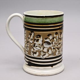 British Mochaware Pearlware Quart Mug, Circa 1820