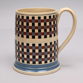 British Mochaware Creamware Quart Mug, Circa 1800