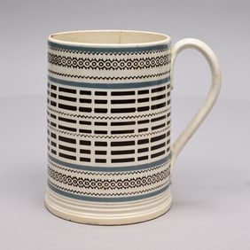 British Mochaware Pearlware Quart Mug, Circa 1795