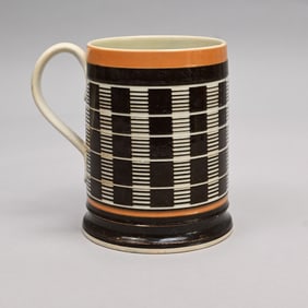 British Mochaware Pearlware Quart Mug, Circa 1800