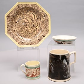 Four British Mochaware Slip-Marbled Wares