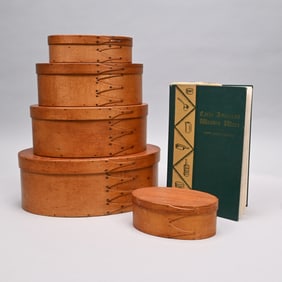 Set Four Shaker Nesting Oval Pantry Boxes & Single