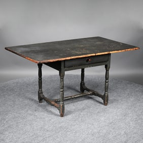 New England Pine Tavern Table in Black Paint