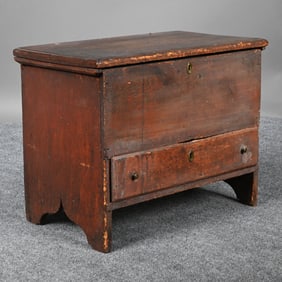 New England Child's Pine Blanket Chest in Red Wash