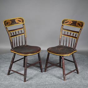 Pair of Sheraton Paint-Decorated Fancy Chairs