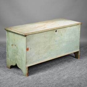 American Pine Blanket Box in Blue Paint