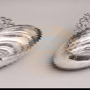 American Silver Porringer, John Coburn, Boston: American Sterling Silver Porringer, John Coburn, Boston, Massachusetts, Circa 1770. The keyhole handle engraved with the initials "S + G" (possibly for Susanna Greenleaf), marked "J. COBURN" into a re