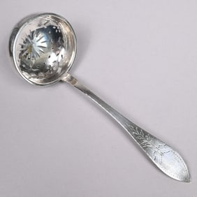 American Bright Cut Coin Silver Sugar Sifter
