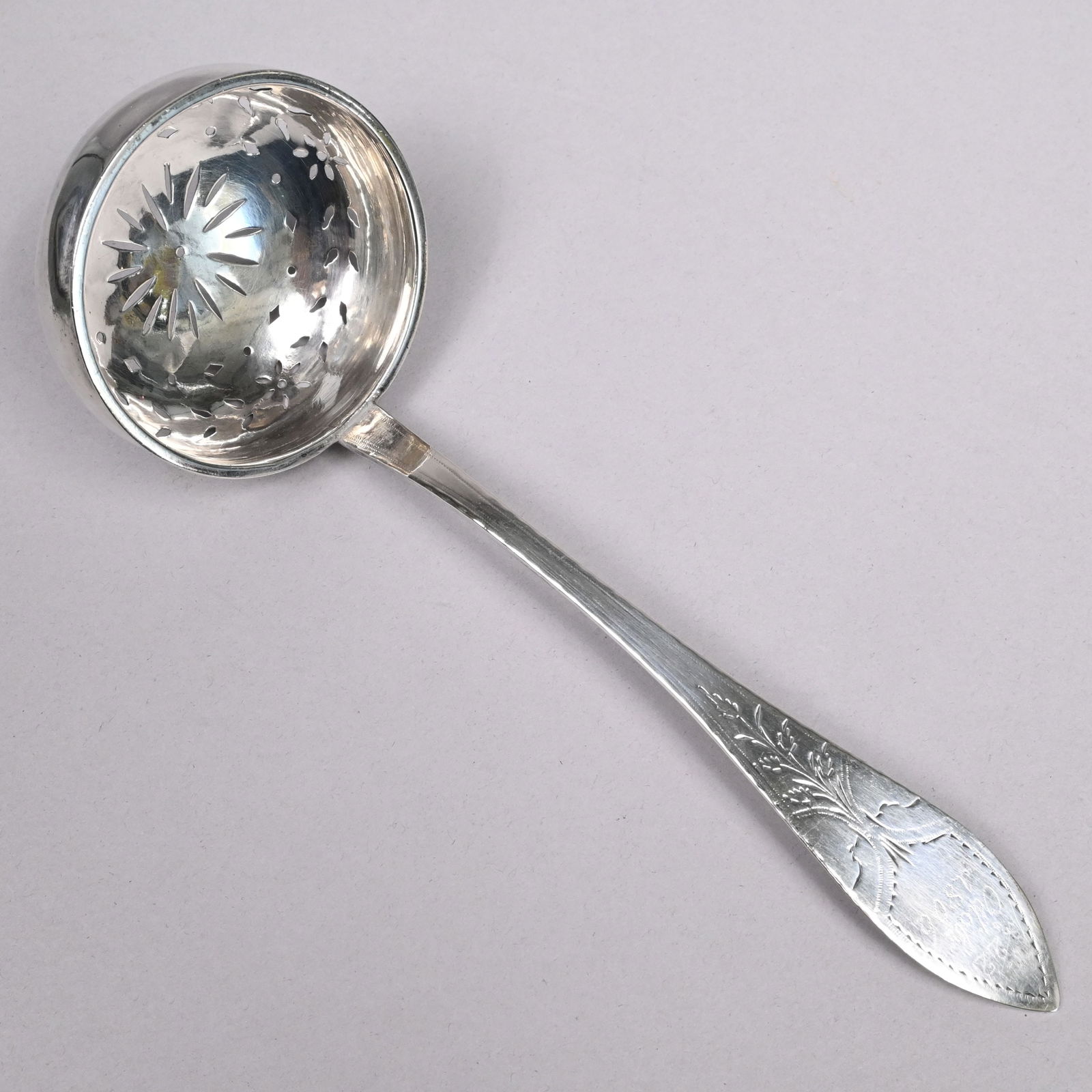 American Bright Cut Coin Silver Sugar Sifter (1 of 4)