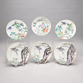 Set of Six Chinese Famille Verte Porcelain Plates