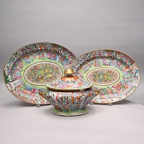 Three 'Canton Famille Rose'Porcelain Serving Wares