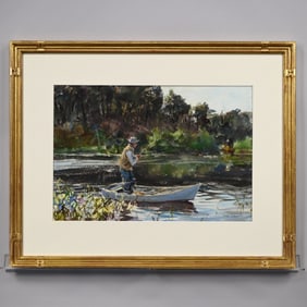 John Whorf - Fisherman on a Lake