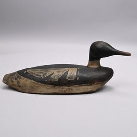 Carved &Painted Red-Breasted Merganser Drake Decoy