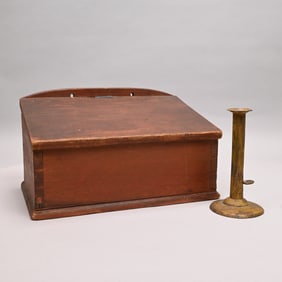 Wall Box in Red Paint and a Hogscraper Candlestick