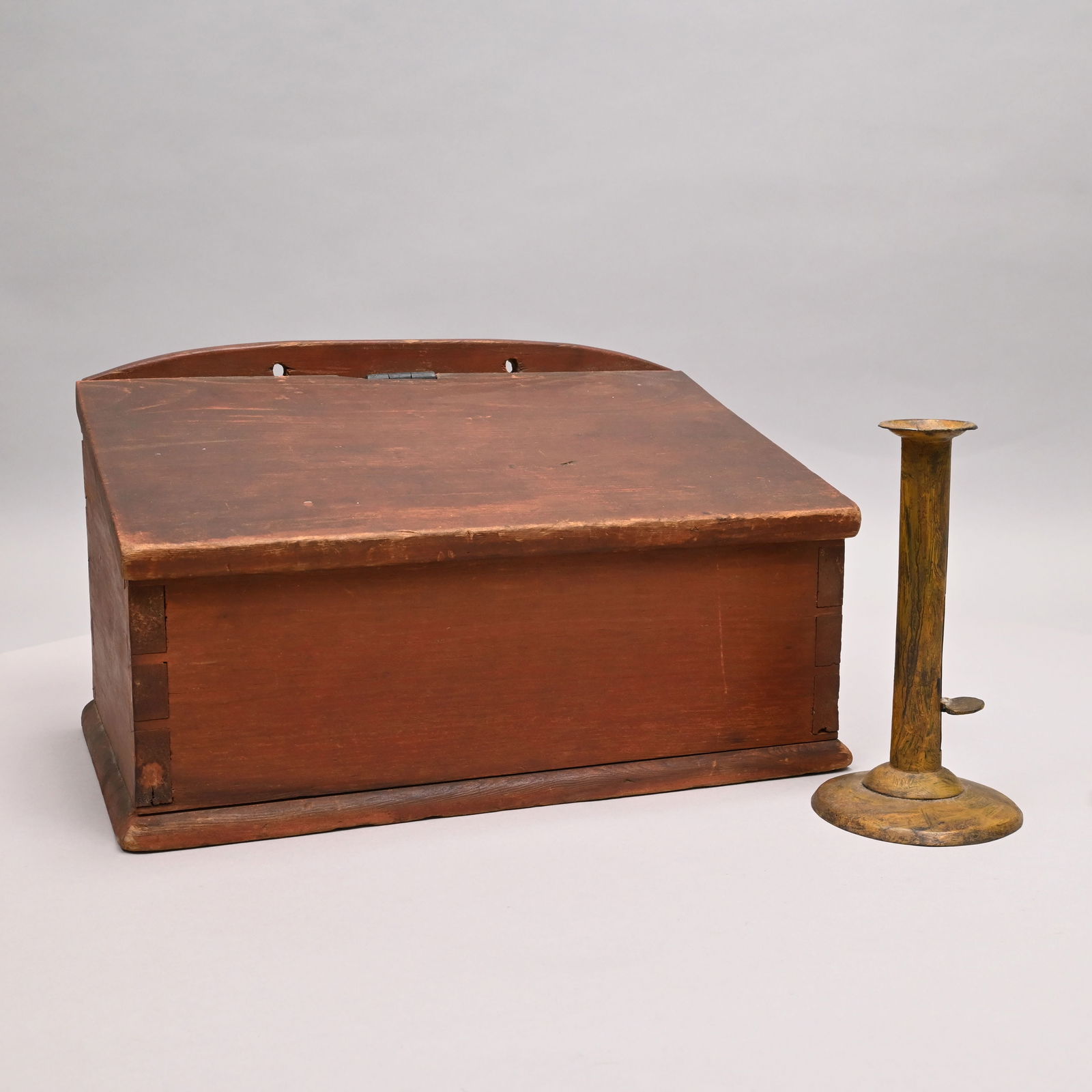 Wall Box in Red Paint and a Hogscraper Candlestick (1 of 9)