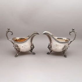 Pair American Sterling Silver Sauce Boats, Boston
