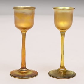 Near Pair Louis C. Tiffany Favrile Glass Cordials