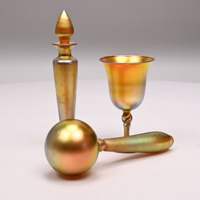 Two Frederick Carder Steuben Aurene Glass Wares; &