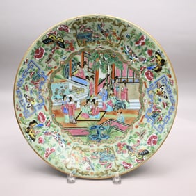 Cantonese Famille Rose Celadon-Ground Charger