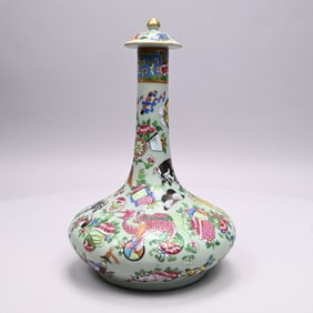 Chinese Export Porcelain Famille Rose Vase & Cover