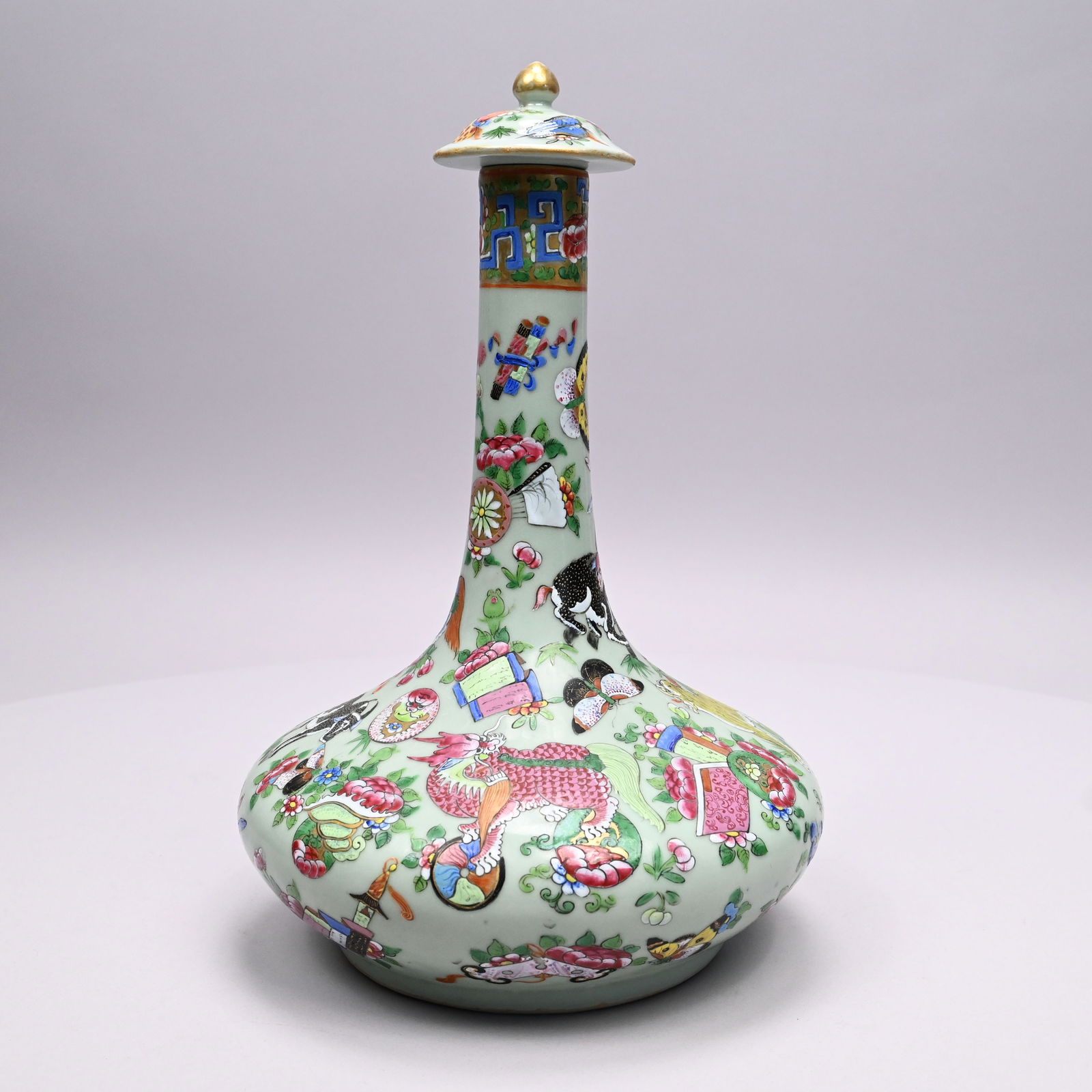 Chinese Export Porcelain Famille Rose Vase & Cover (1 of 8)