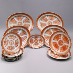 Group Chinese Exp. Porc. 'Orange Fitzhugh' Wares