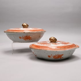 Pr Chinese Exp. Porcelain 'Orange Fitzhugh' Dishes