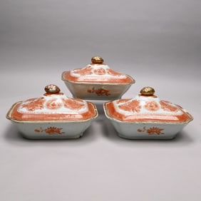 Three Chinese Exp. Porc. 'Orange Fitzhugh' Dishes