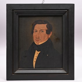 Folk Art Portrait of Gentleman Wearing an Earring