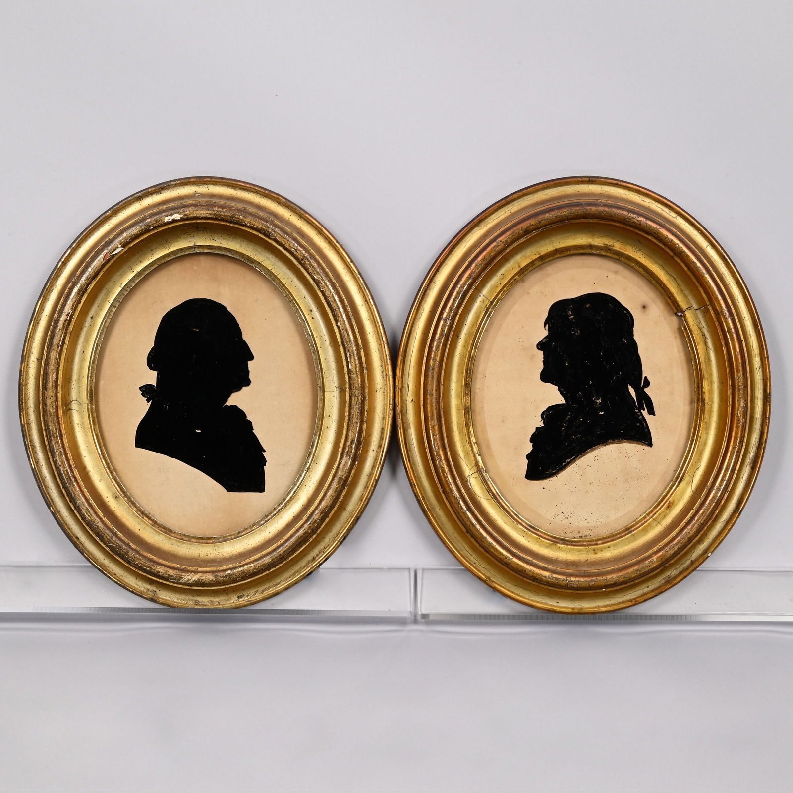 Pair Reverse Painted Silhouettes, G.&M. Washington (1 of 5)
