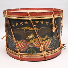Civil War Paint-Decorated Drum, I.E. White, Boston